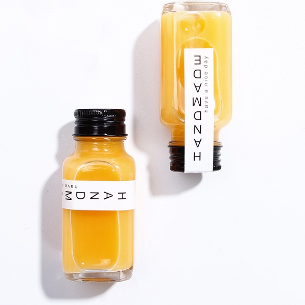 Transparent french square mini 2oz shot glasses pressed juice bottles liquor bottle with cap